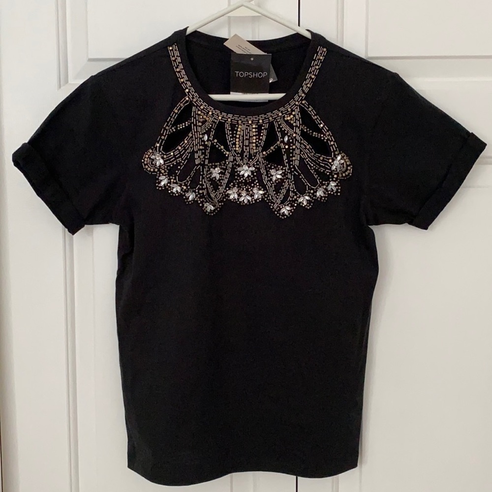 TopShop beaded/jeweled black top